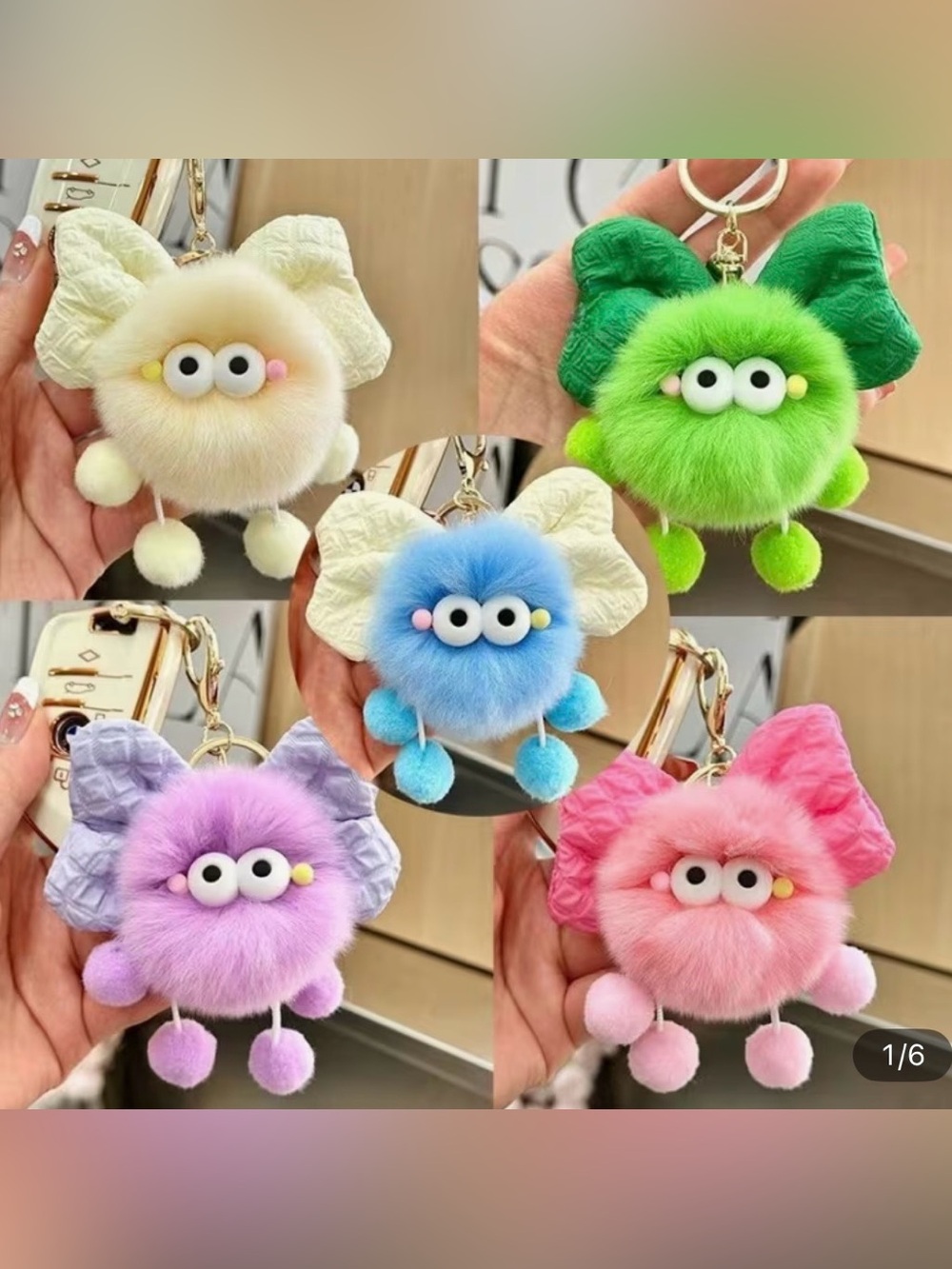 Adorable Bow-Shaped Briquettes, Keychain Bag Charms (Set of 5) NEW
